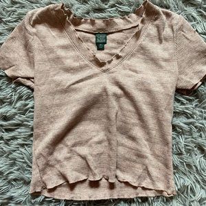 Faded pink/peach beige V crop top